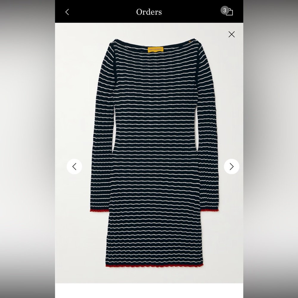 GUEST IN RESIDENCE - Striped ribbed cotton and silk-blend mini dress - Medium